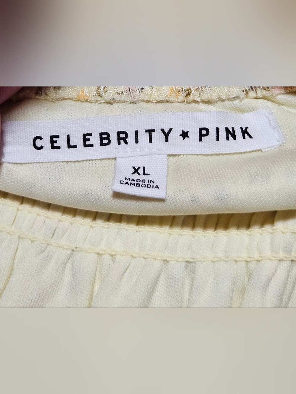 0149 Celebrity Pink Xl NWT Floral Butter Yellow Cottagecore Boho Dress New XL - Picture 5 of 11